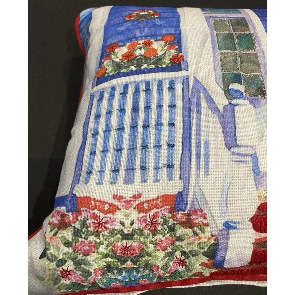 Brooks Brothers Painted Porch Dogs Americana Lumbar Pillow Flag 14x20 NWT Luxury